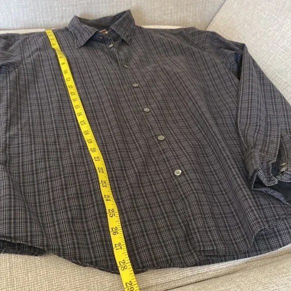 John Varvatos Stripped Checkered Black Gray Long Sleeve Button Down Men's L - Picture 4 of 6